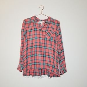 Matilda Jane》 Orange & Green Plaid Popover Top